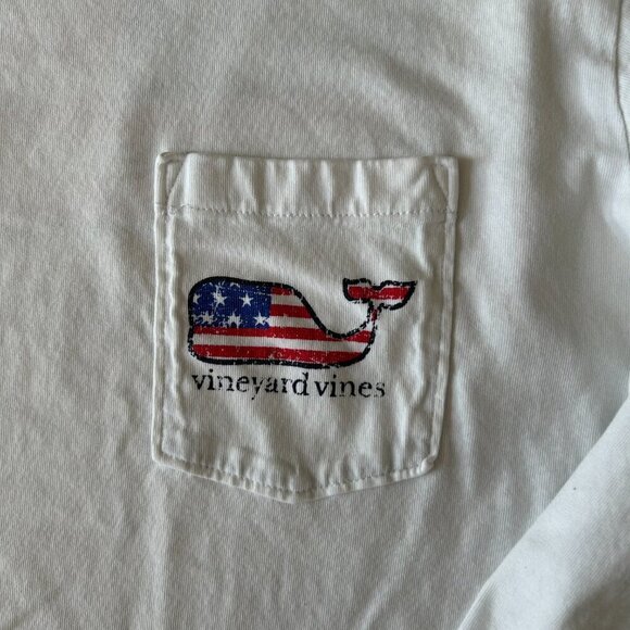 Vineyard Vines Long Sleeve Tee American Flag Whale Graphic USA Size Medium Prep - Picture 3 of 10
